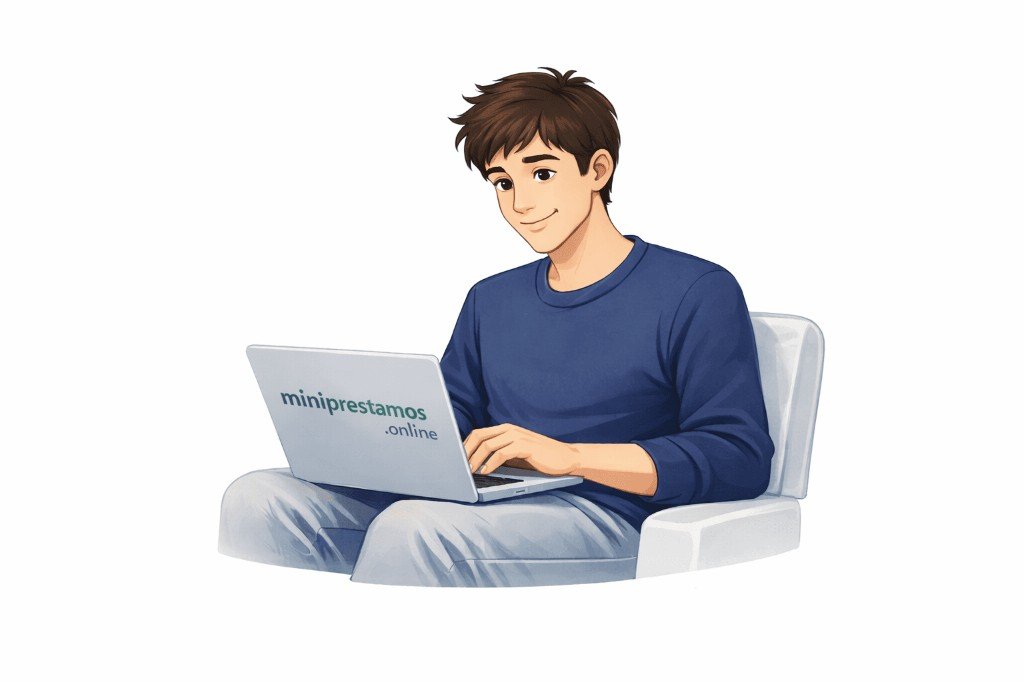 usuario comparando minipréstamos online desde portátil en miniprestamos.online