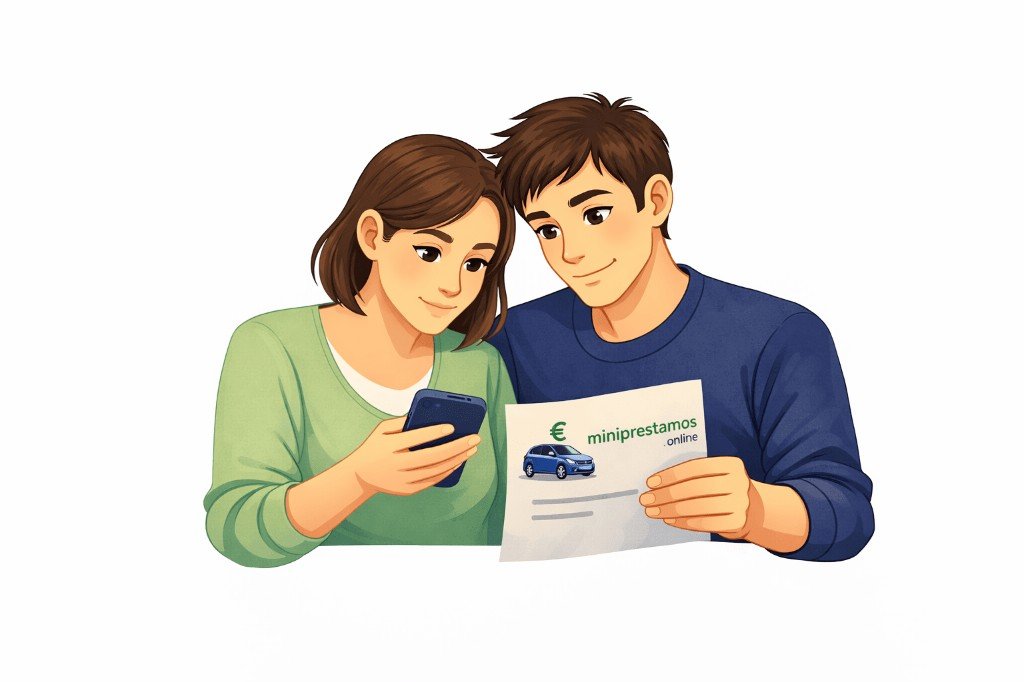 pareja revisando opciones de minipréstamos y condiciones en miniprestamos.online